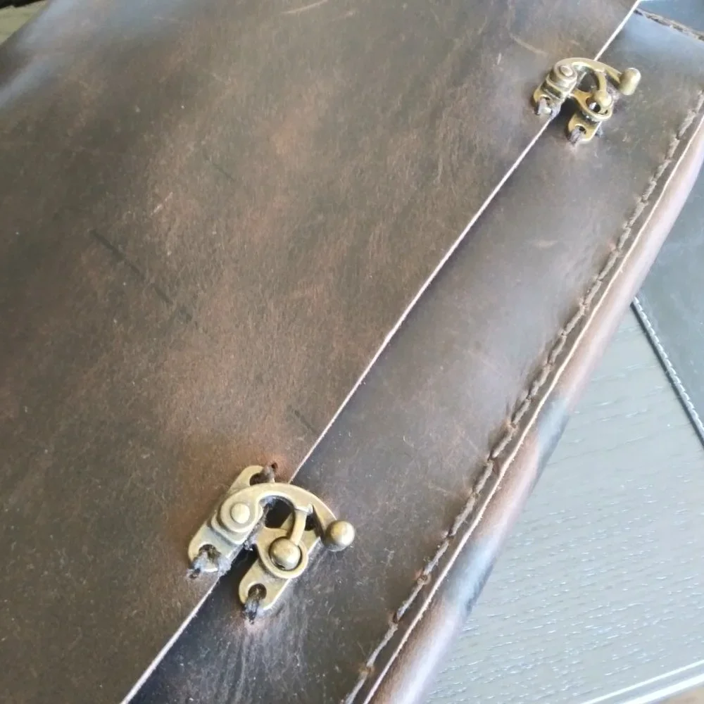 Rustic Leather Messenger Satchel Handstitched